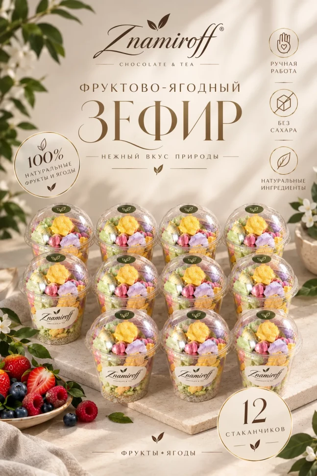  Зефир в стаканчиках без сахара(коробка 12шт по 100гр) в Асбесте
