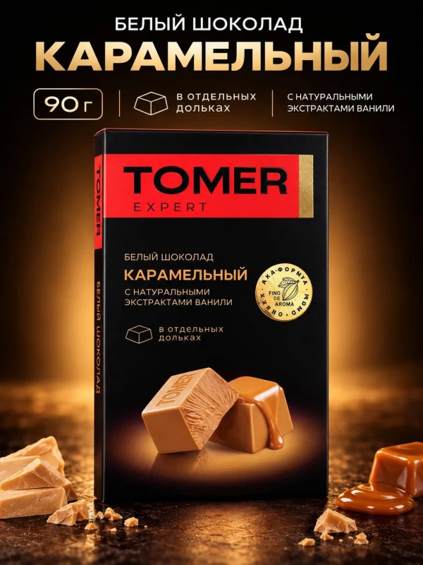 №1 Фабрика Томер  Белый шоколад КАРАМЕЛЬНЫЙ, 90г  в Асбесте