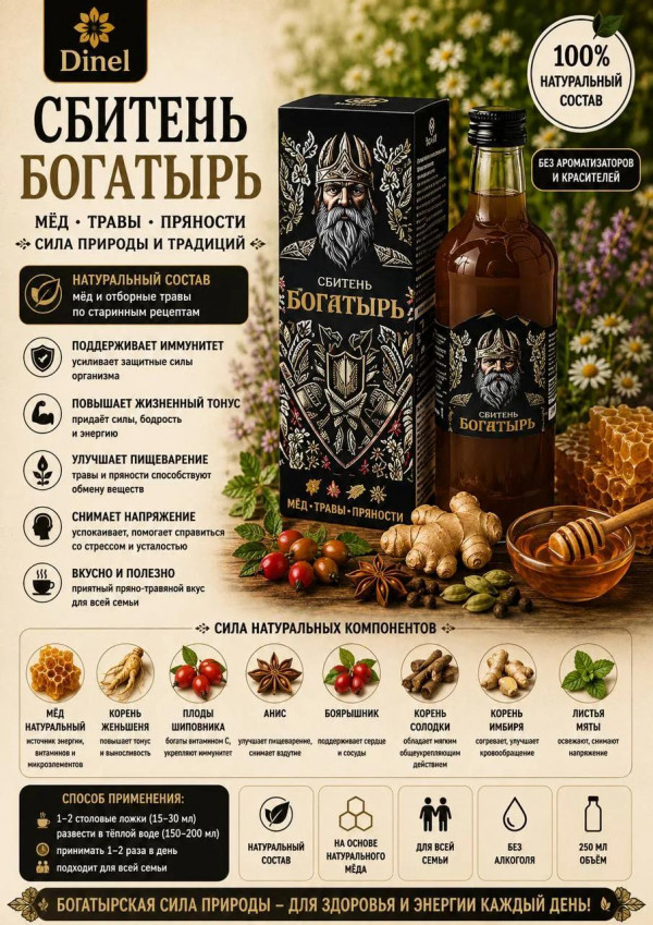 №3 Сбитень Богатырь, 250мл  в Асбесте