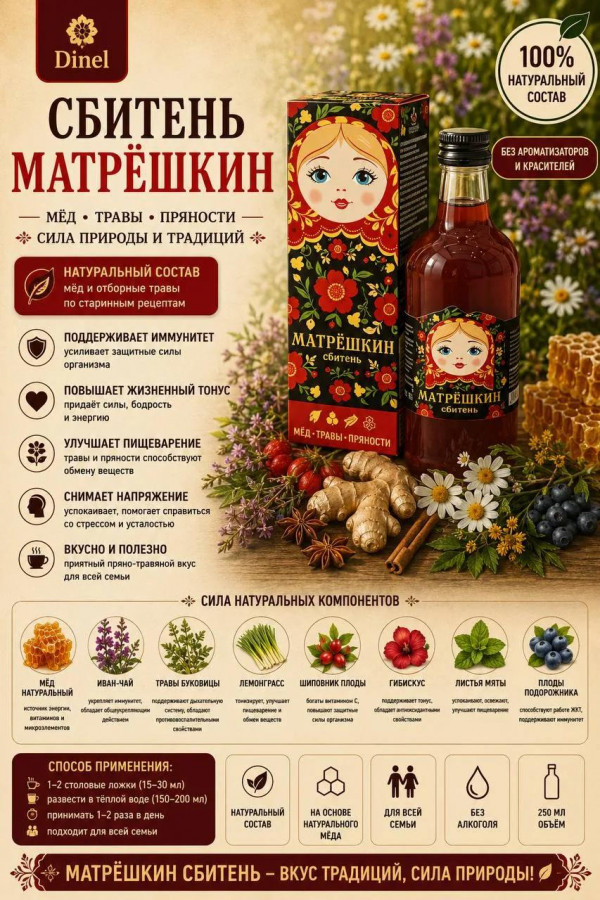 №3 Сбитень Матрёшкин, 250мл  в Асбесте