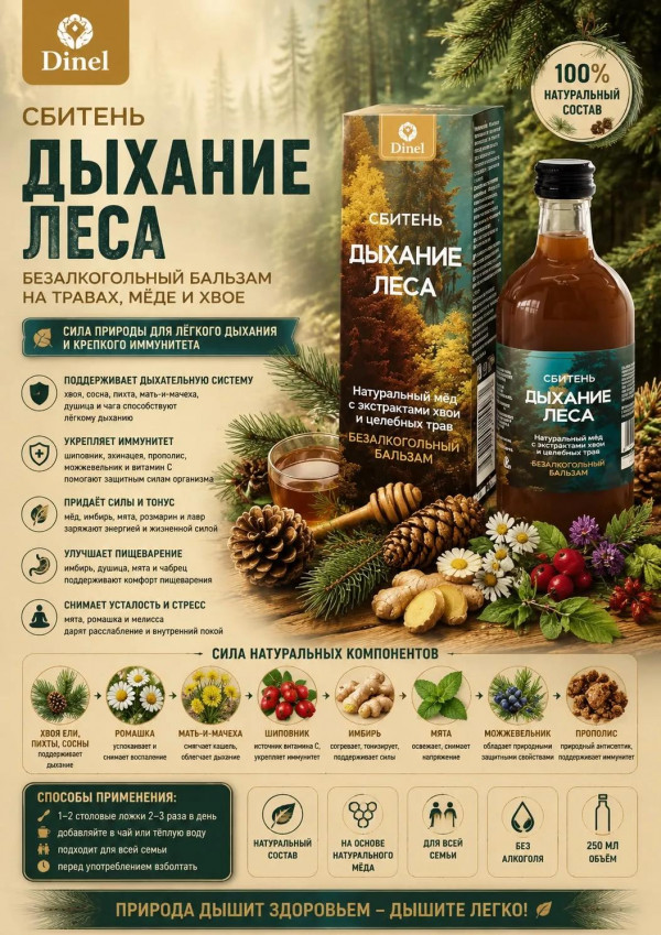 №3 Сбитень Дыхание леса, 250мл  в Асбесте